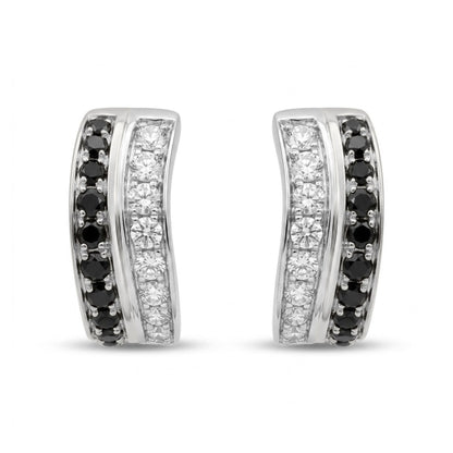 14K 0.50cttw Black and White Diamond Huggie Earrings