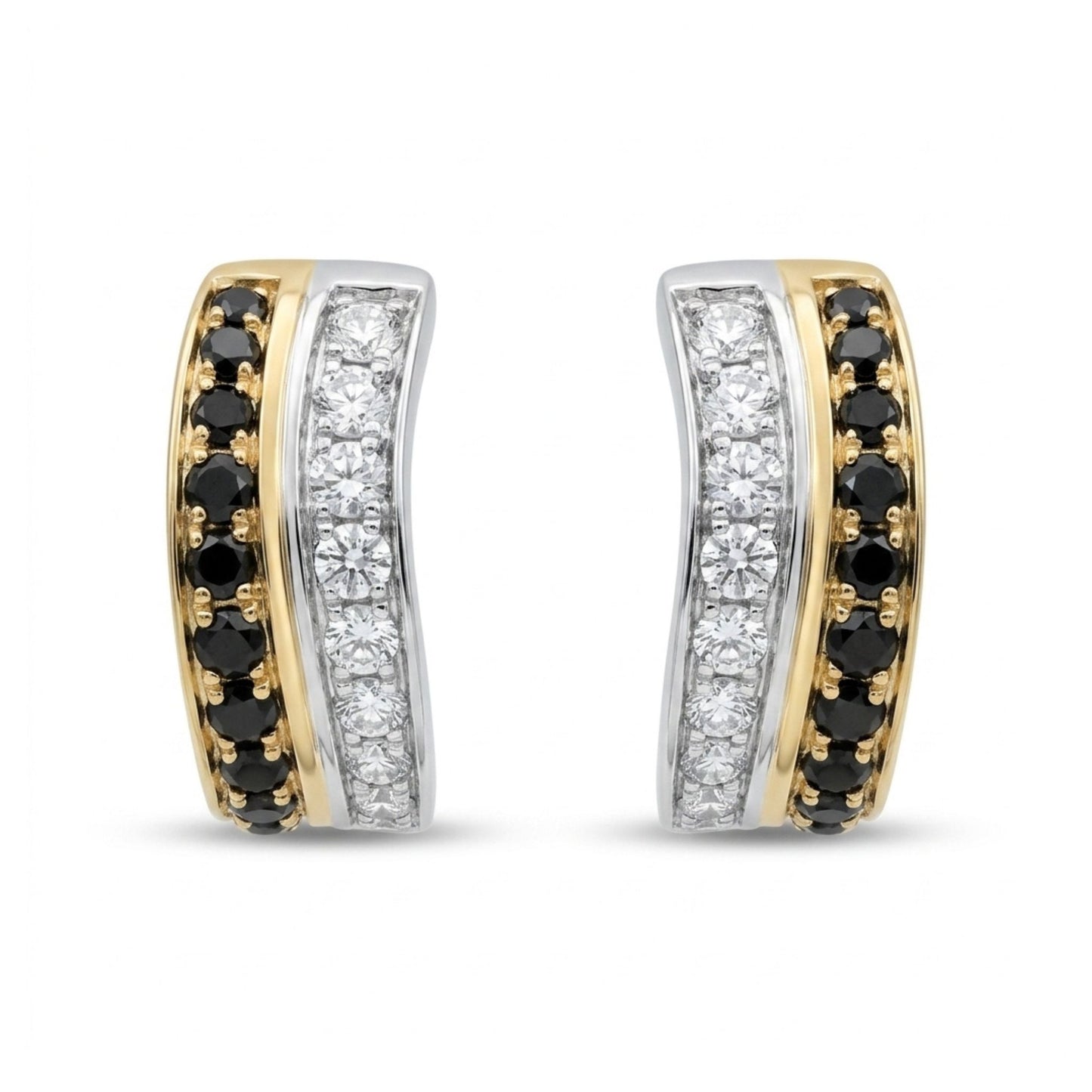 14K 0.50cttw Black and White Diamond Huggie Earrings