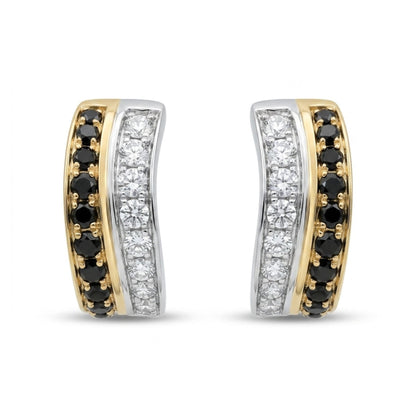 14K 0.50cttw Black and White Diamond Huggie Earrings