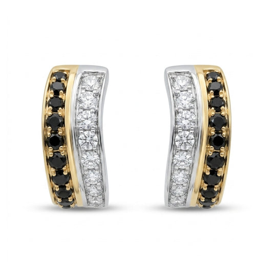 14K 0.50cttw Black and White Diamond Huggie Earrings