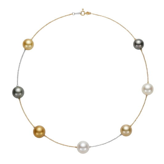 18K 11-12mm Round Multi-Color Pearl by the Yard Necklace