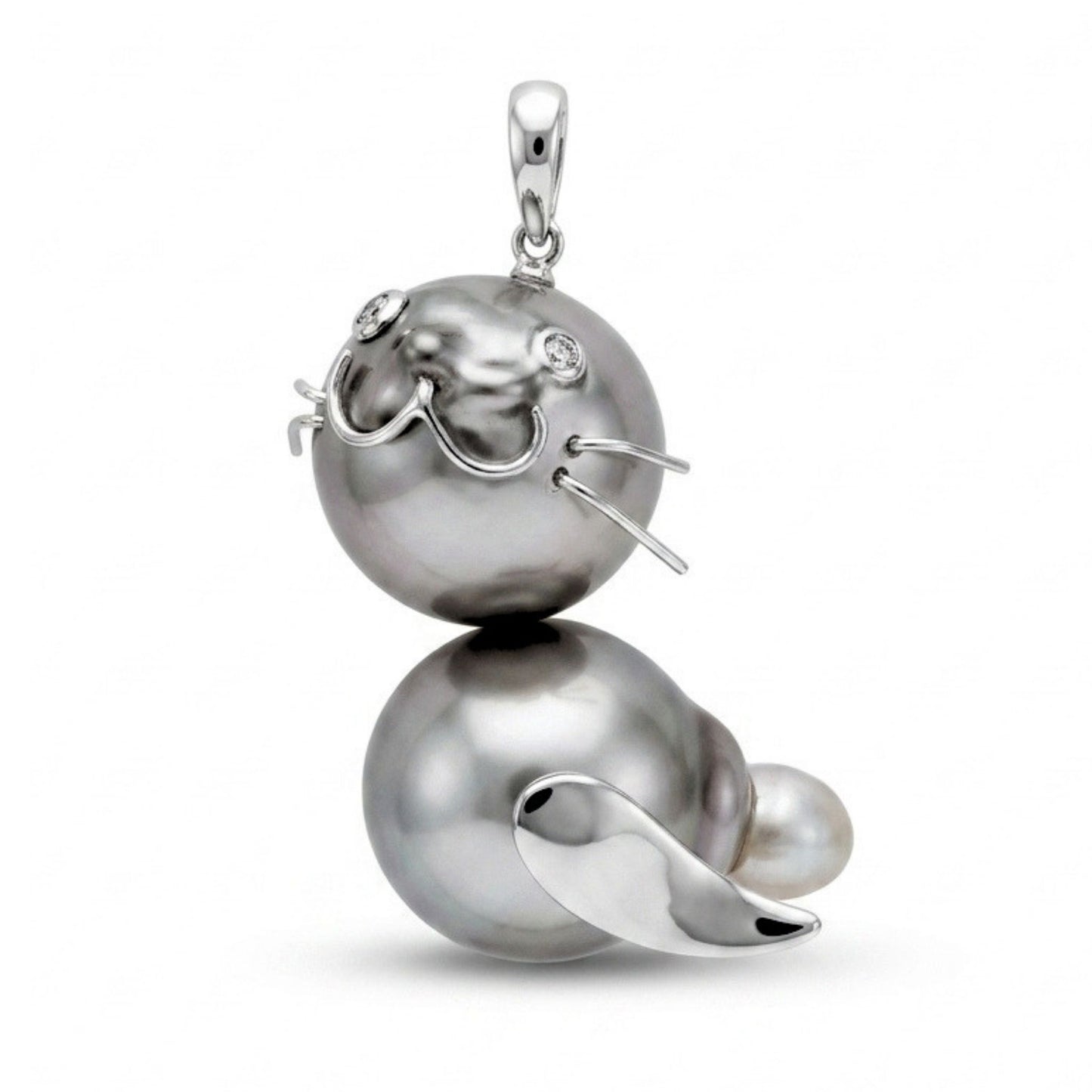 18K Free Form Tahitian Black Pearl Seal Pendant