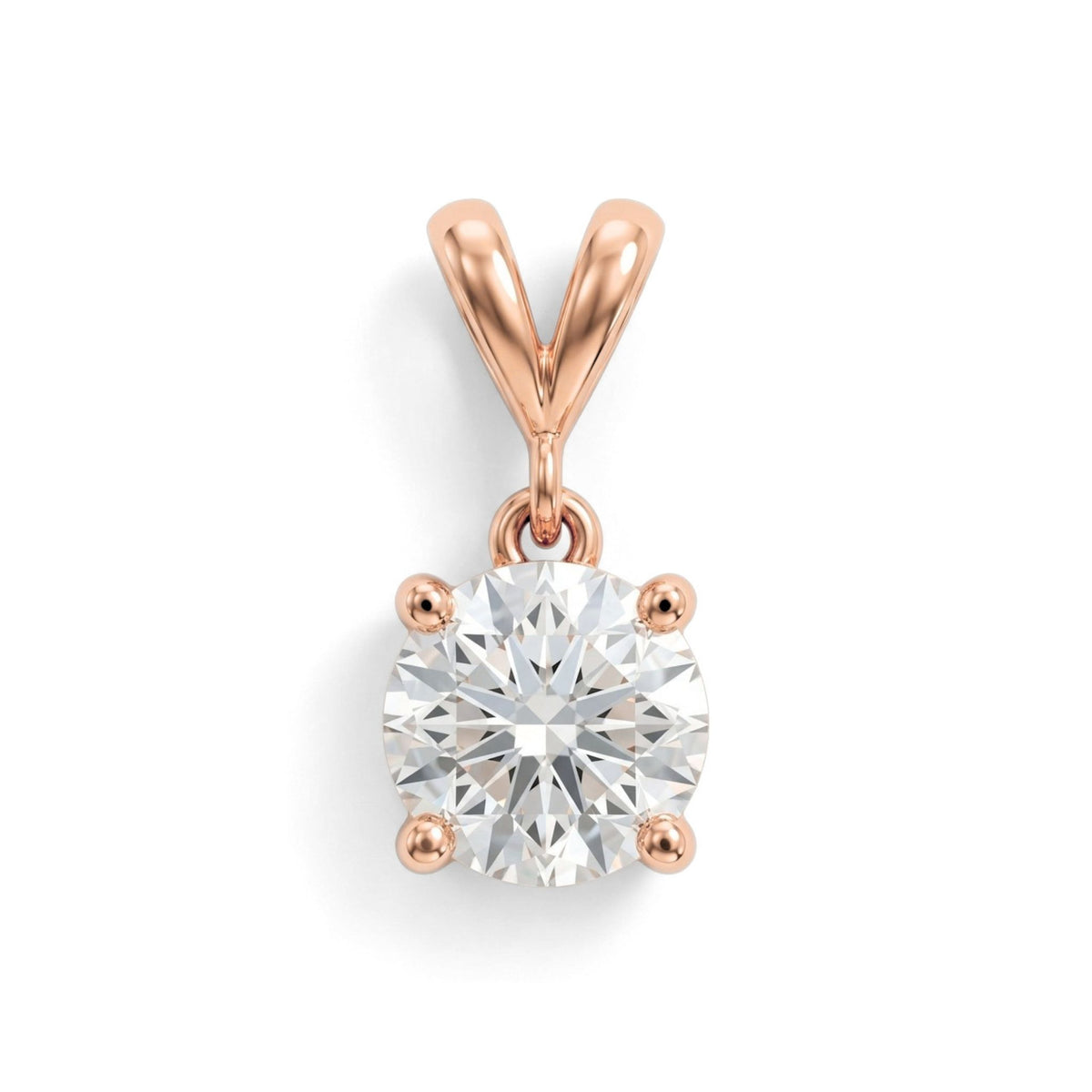 14K 0.80ct Round VS White Diamond Solitaire Pendant