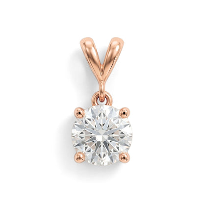 14K 0.80ct Round VS White Diamond Solitaire Pendant