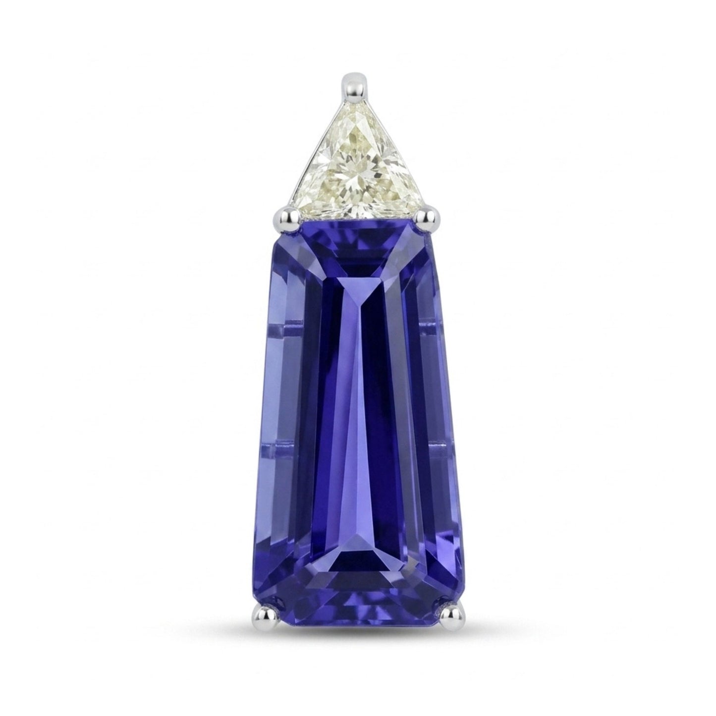 14K 9.44ct Fancy Cut Blue Wing Tanzanite 0.46cttw Trilliant VS Yellow Diamond Pendant