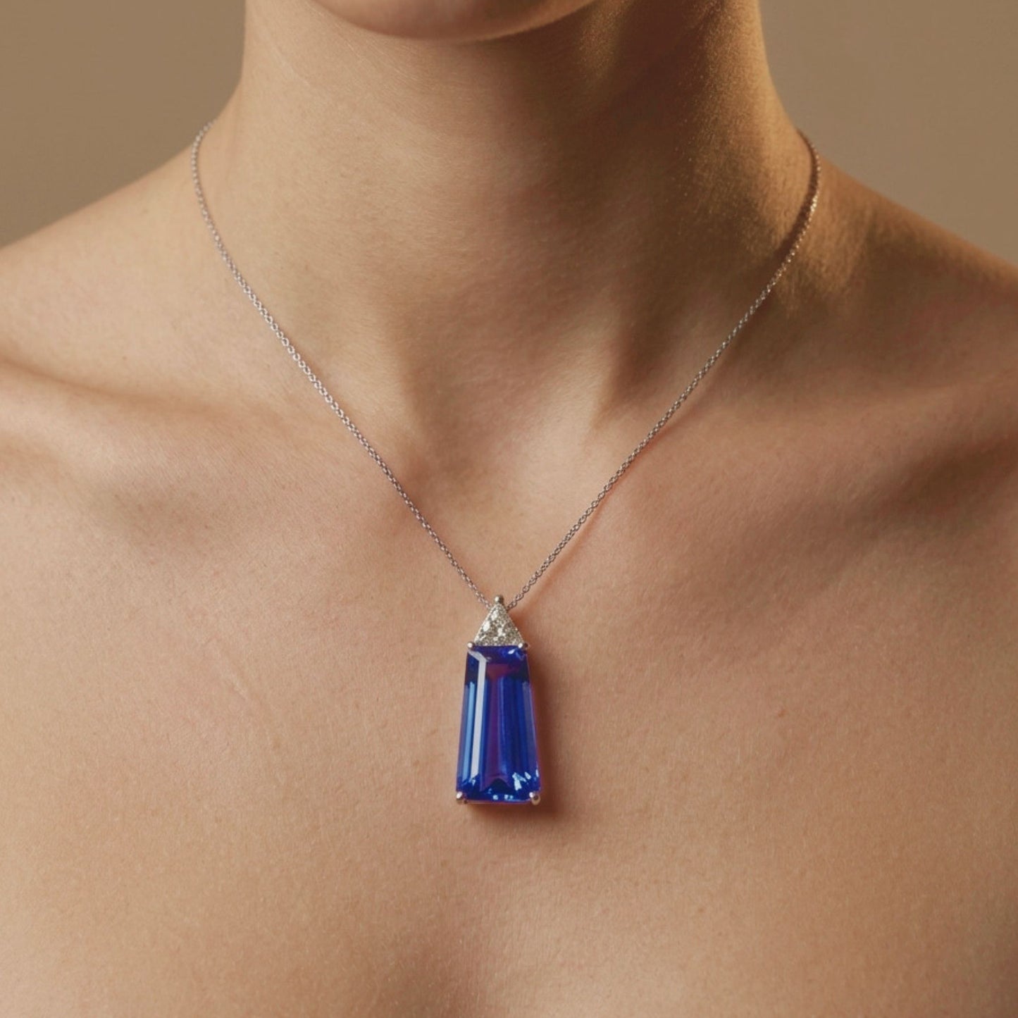 14K 9.44ct Fancy Cut Blue Wing Tanzanite 0.46cttw Trilliant VS Yellow Diamond Pendant