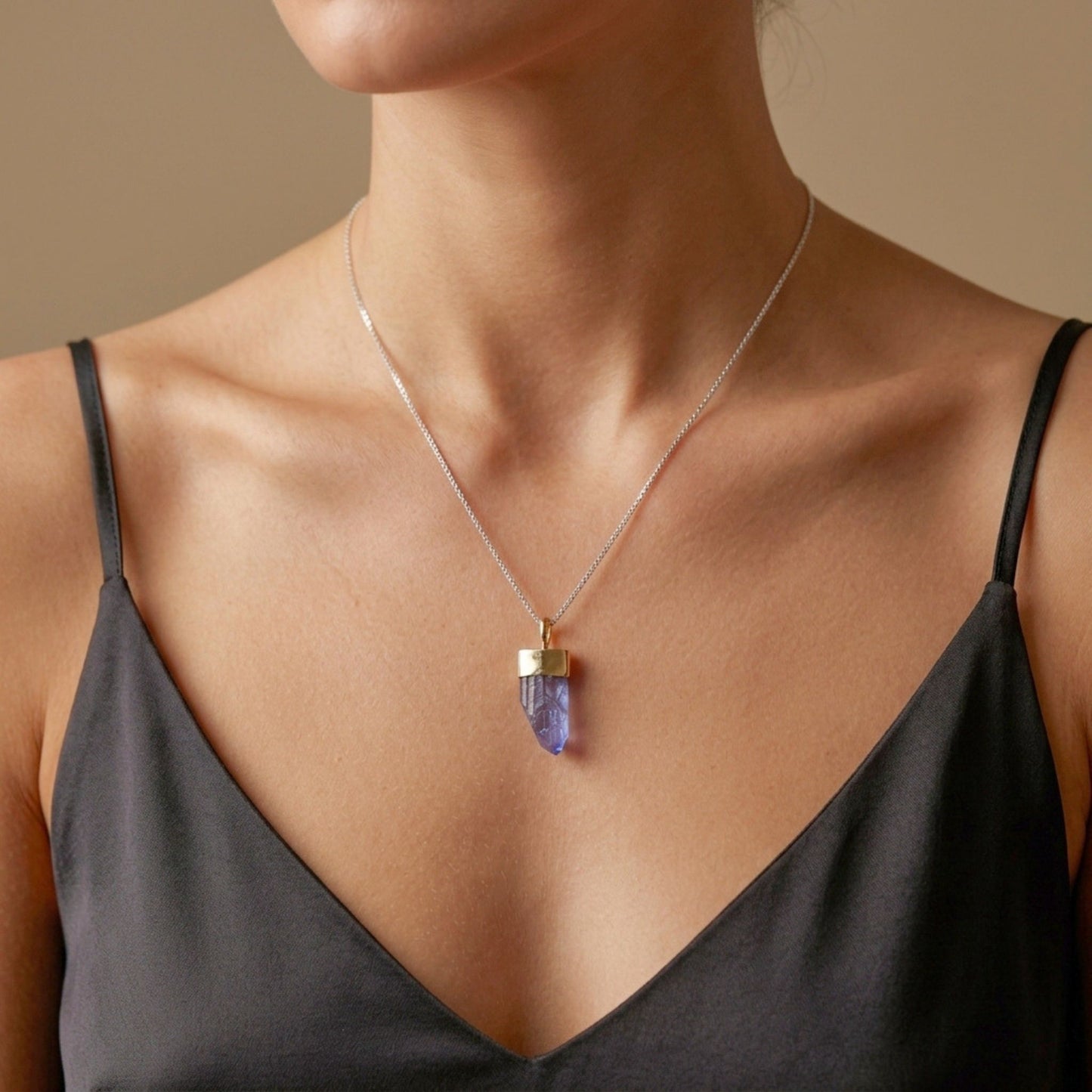 18K 9.90ct Unheated Tanzanite Crystal Pendant