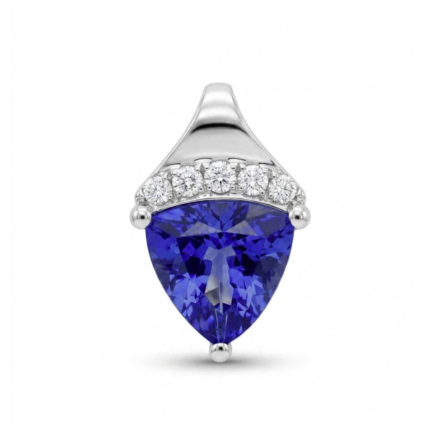 14K 1.80ct Trilliant Blue Wing Tanzanite 0.08cttw VS White Diamonds Pendant