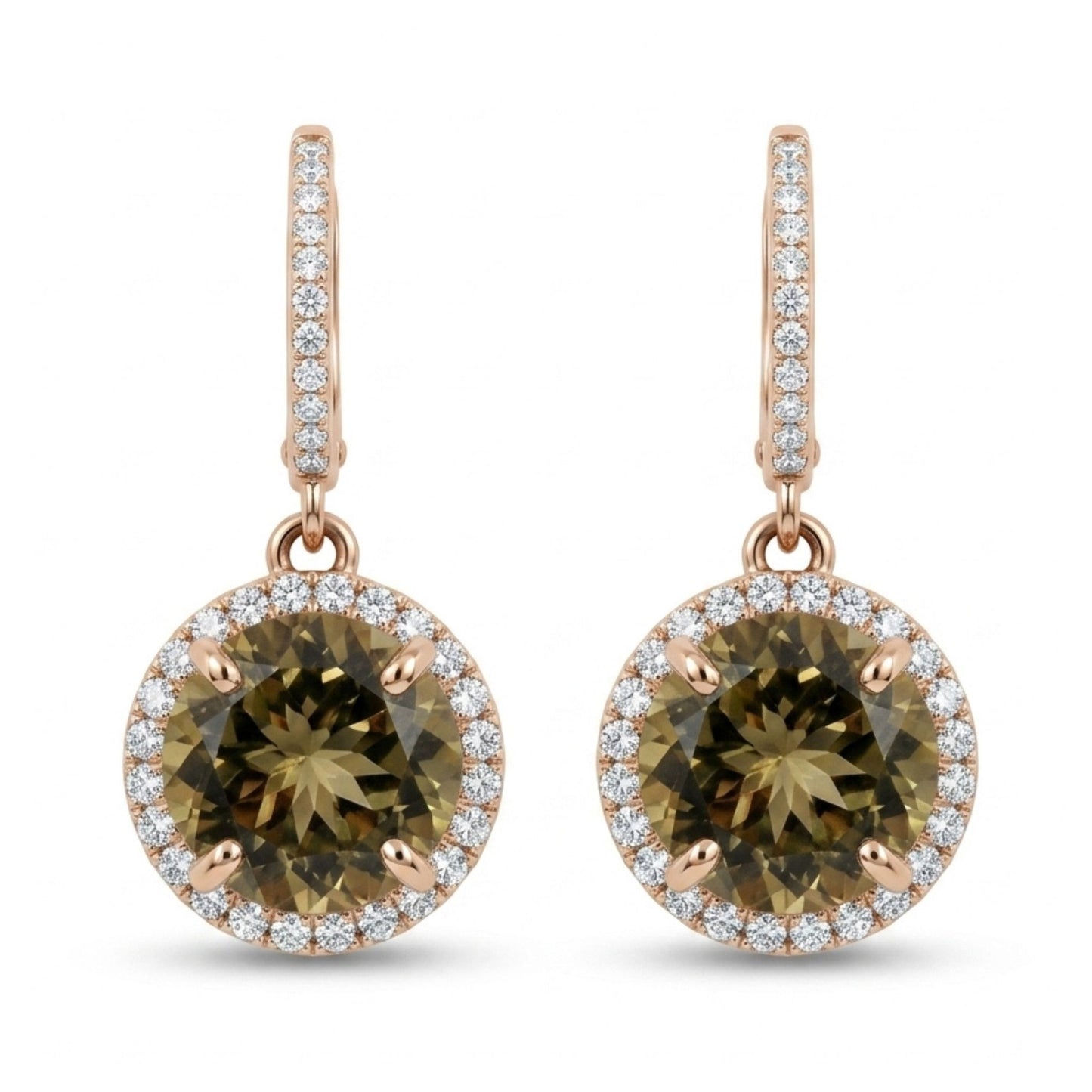 14K 8.19cttw Round Color Change Diaspore 0.72cttw White Diamonds Drop Earrings