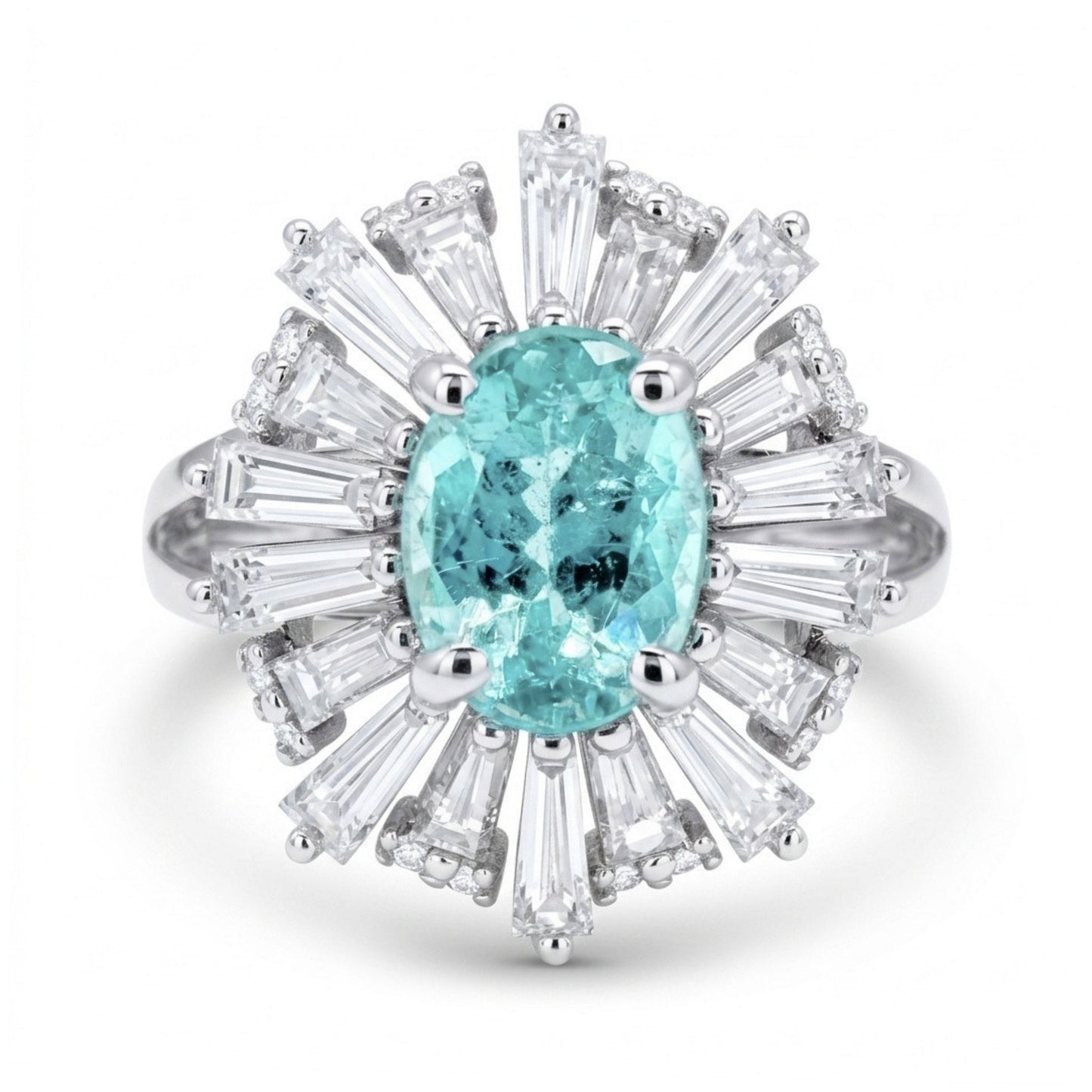 14K 1.47ct Oval Paraiba 1.38cttw White Diamonds Ring