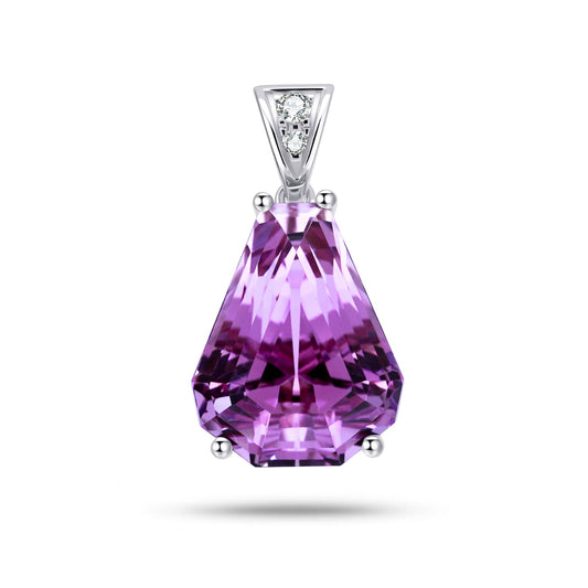 14K 6.41cttw Fancy Cut Kunzite 0.04cttw VS White Diamonds Pendant