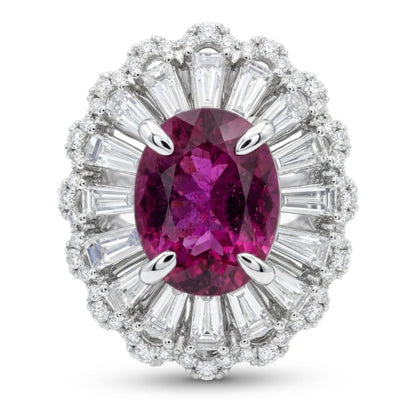 18K 6.23ct Oval Copper Bearing Tourmaline 3.19cttw White Diamonds Ring