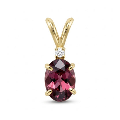 14K 1.48ct Oval Pink Zircon 0.01cttw VS White Diamonds Pendant