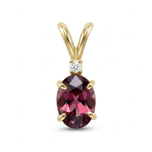 14K 1.48ct Oval Pink Zircon 0.01cttw VS White Diamonds Pendant