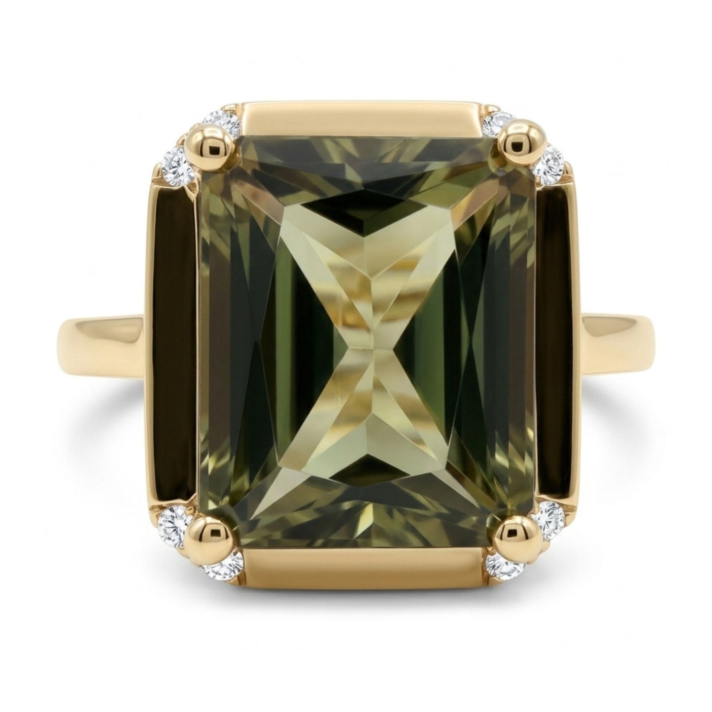 14K 4.53ct Radiant Color Change Diaspore 0.08cttw VS White Diamonds Ring