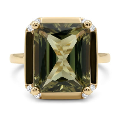14K 4.53ct Radiant Color Change Diaspore 0.08cttw VS White Diamonds Ring