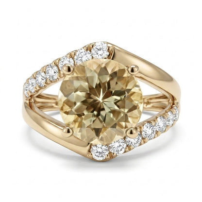 14K 2.15ct Round Color Change Diaspore 0.48cttw VS White Diamonds Ring