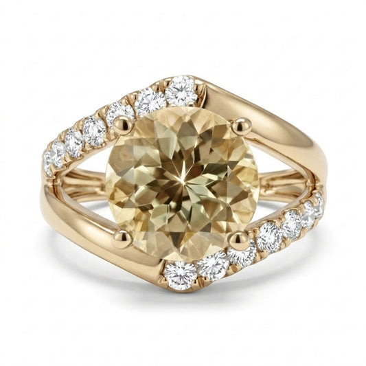 14K 2.15ct Round Color Change Diaspore 0.48cttw VS White Diamonds Ring