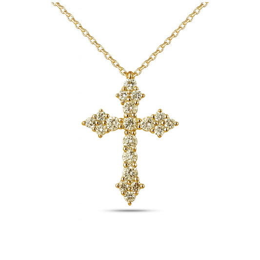 14K 0.31cttw Round Multi-Color Diamond Cross Necklace