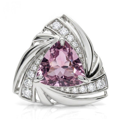 14K 2.38ct Trilliant Pink Diaspore 0.25cttw VS White Diamonds Ring