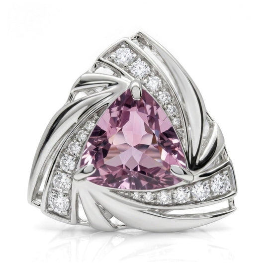 14K 2.38ct Trilliant Pink Diaspore 0.25cttw VS White Diamonds Ring