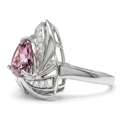 14K 2.38ct Trilliant Pink Diaspore 0.25cttw VS White Diamonds Ring