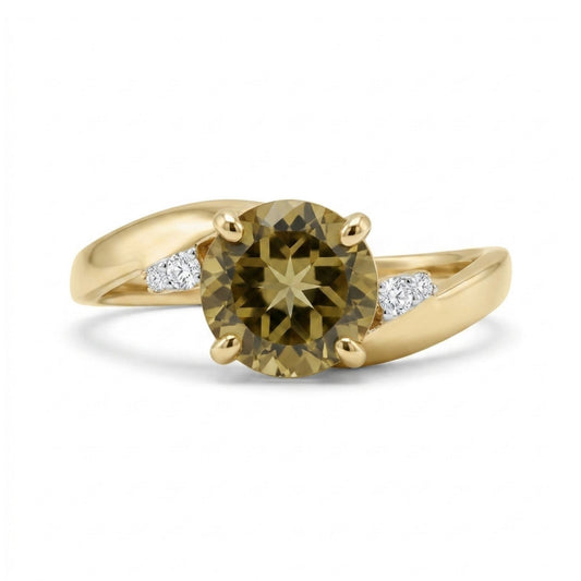 14K 1.35ct Round Color Change Diaspore 0.04cttw VS White Diamonds Ring