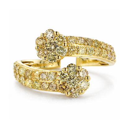 14K 1.20cttw Round Multi-Color Diamond Bypass Ring