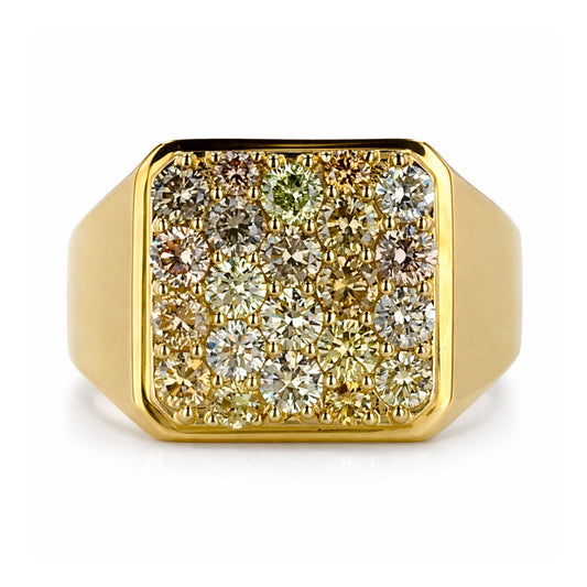 14K 2.12cttw Round Multi-Color Diamond Men's Ring