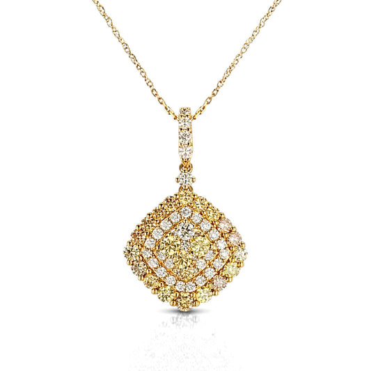 14K 1.25cttw Round Multi-Color Diamond Necklace