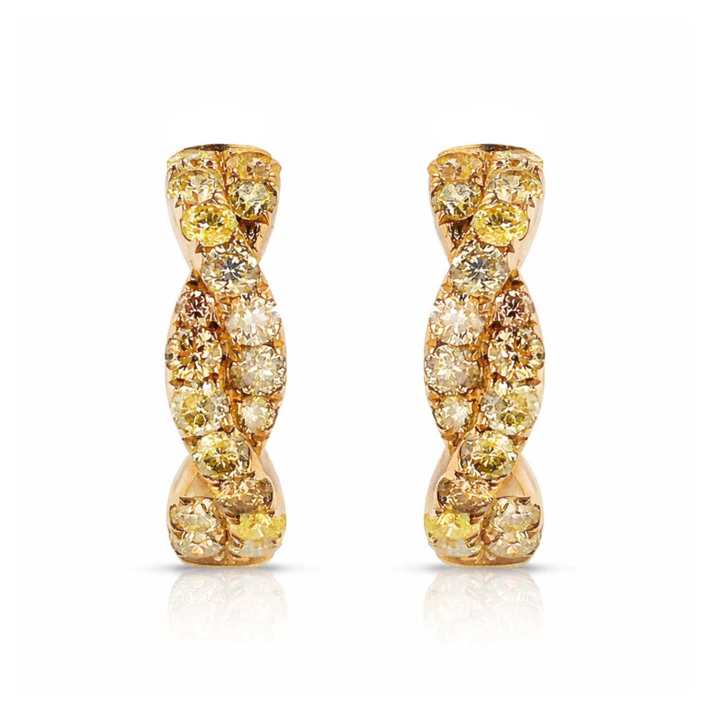 14K 1.04cttw Round Multi-Color Diamond Hoop Earrings