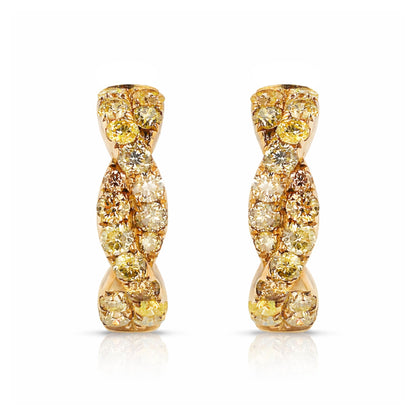 14K 1.04cttw Round Multi-Color Diamond Hoop Earrings