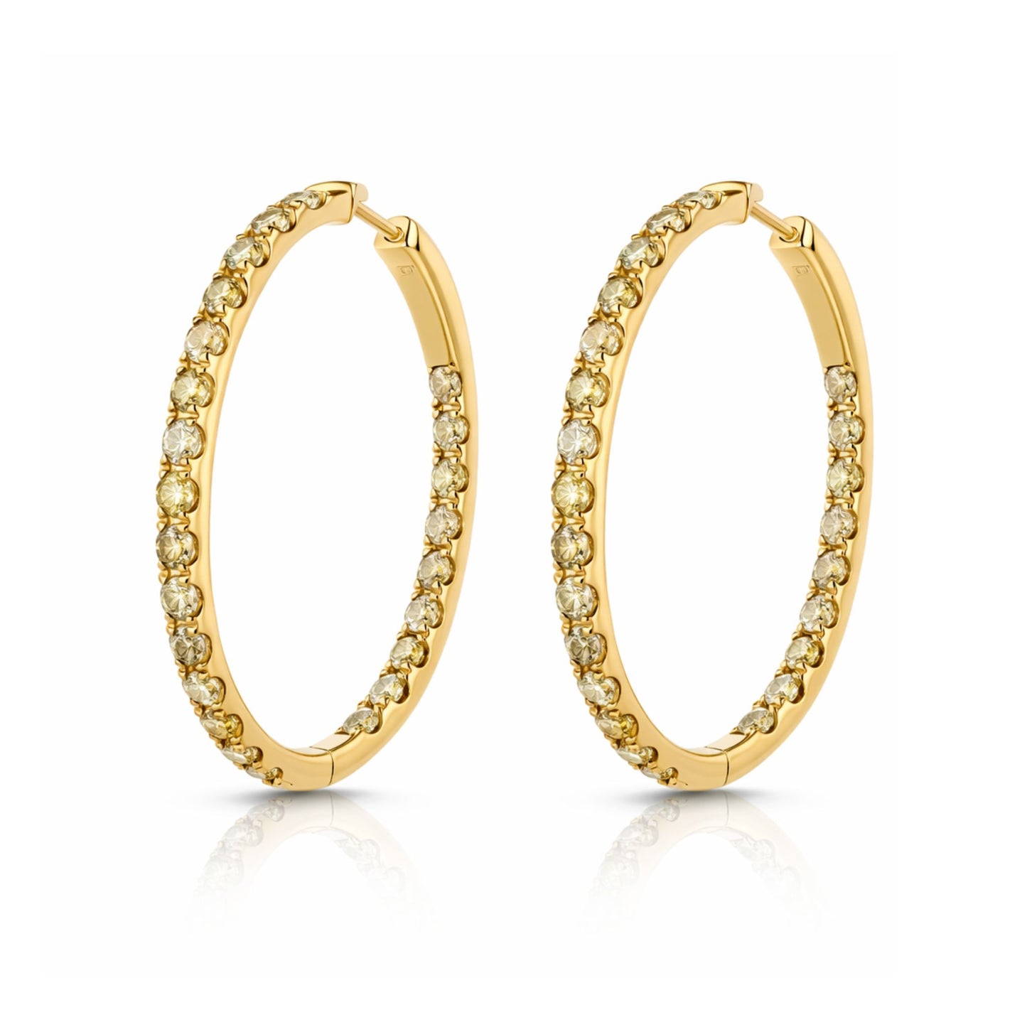 14K 2.00cttw Round Multi-Color Diamond Inside Out Hoop Earrings