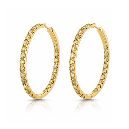 14K 2.00cttw Round Multi-Color Diamond Inside Out Hoop Earrings