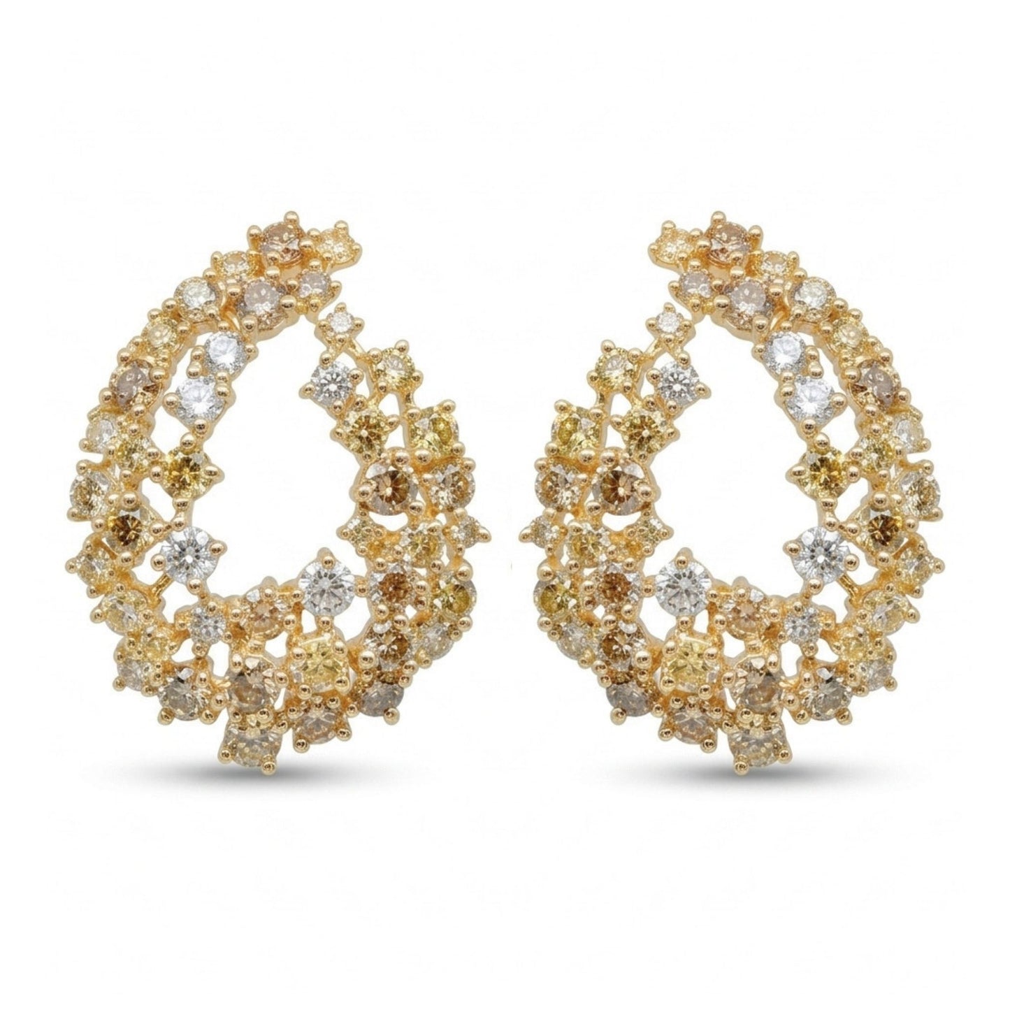 14K 2.74cttw Round Multi-Color Diamond Earrings