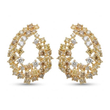 14K 2.74cttw Round Multi-Color Diamond Earrings