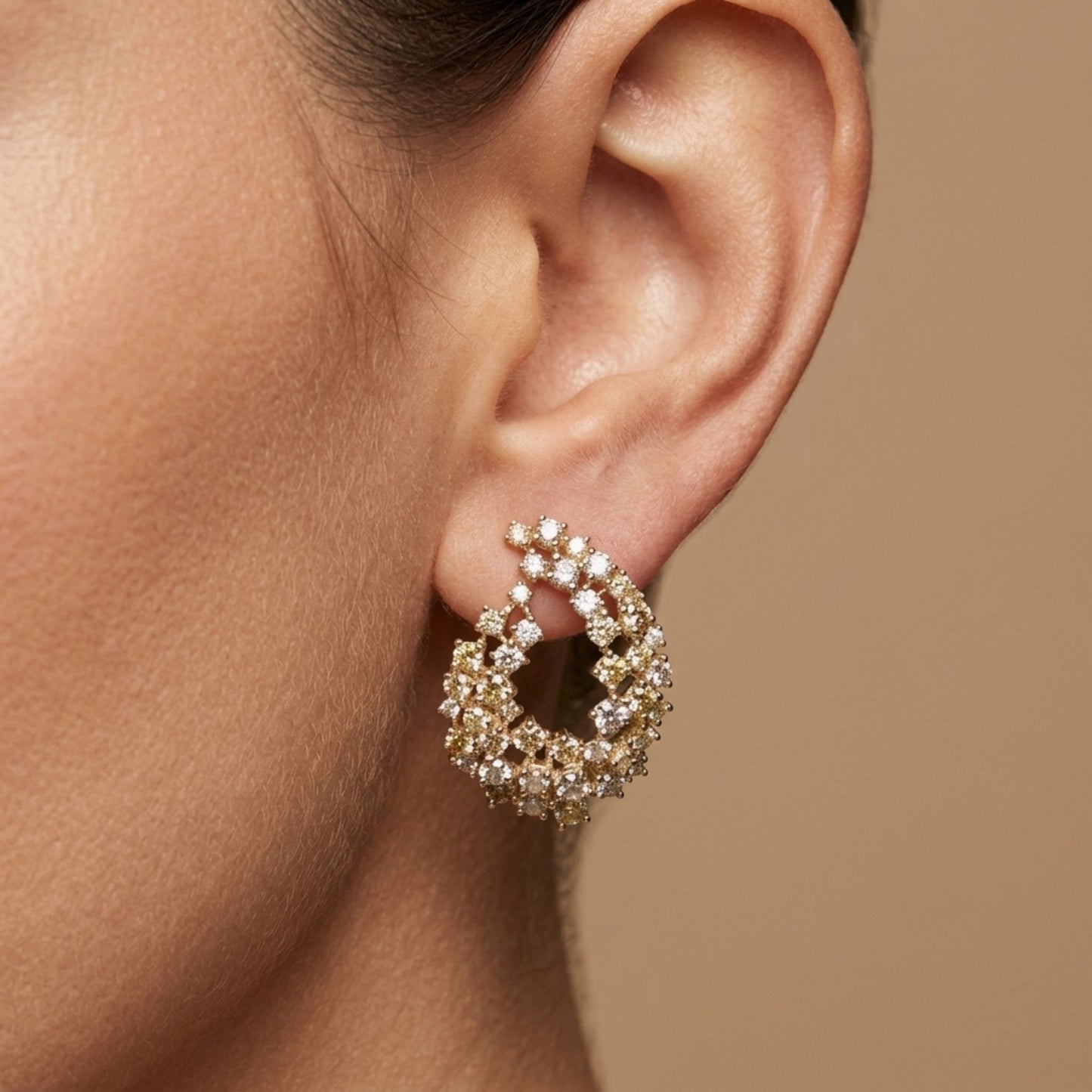 14K 2.74cttw Round Multi-Color Diamond Earrings