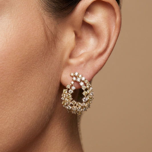 14K 2.74cttw Round Multi-Color Diamond Earrings