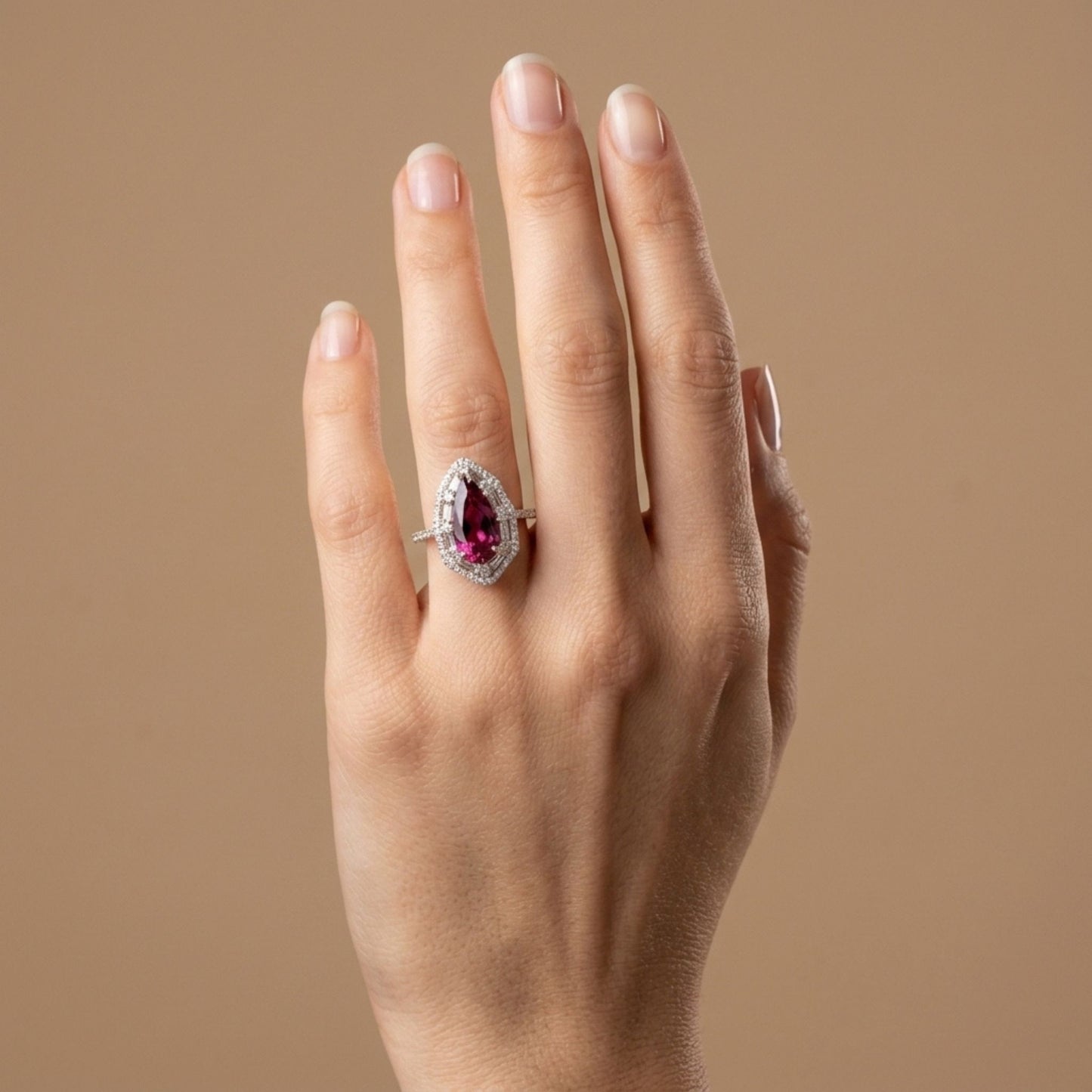 14K 2.39ct Pear Shape Copper Bearing Tourmaline 0.68cttw White Diamonds Ring