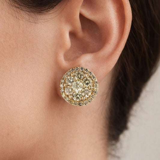 14K 3.05cttw Round Multi-Color Diamond Stud Earrings