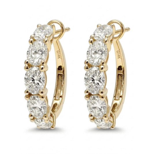 14K 3.00cttw Oval VS White Diamond Hoop Earrings