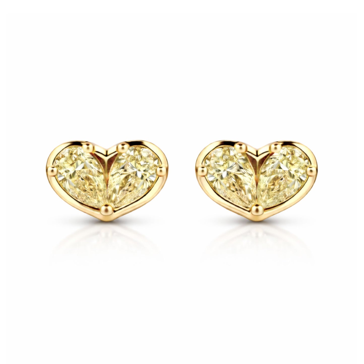 14K 1.00cttw Pear Shape Yellow Diamond Stud Earrings