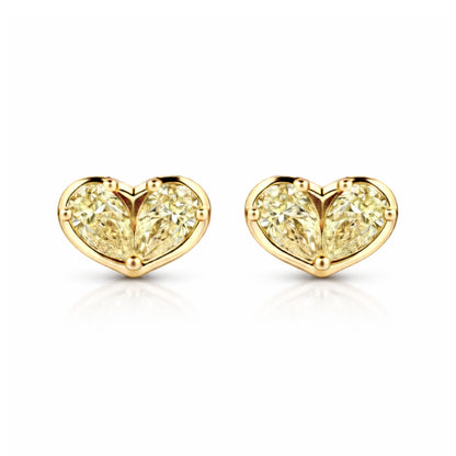14K 1.00cttw Pear Shape Yellow Diamond Stud Earrings