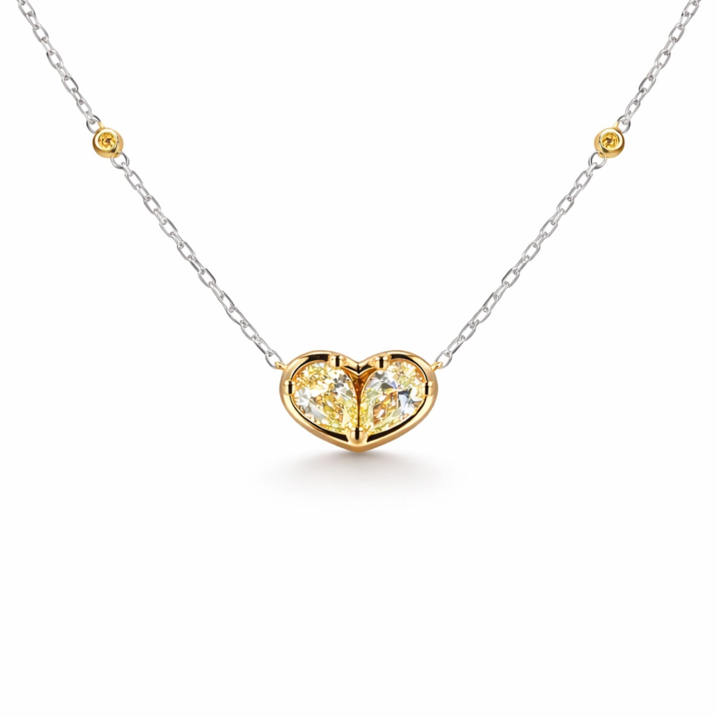 14K 0.80cttw Pear Shape Yellow Diamond 0.03cttw Yellow Diamonds Necklace