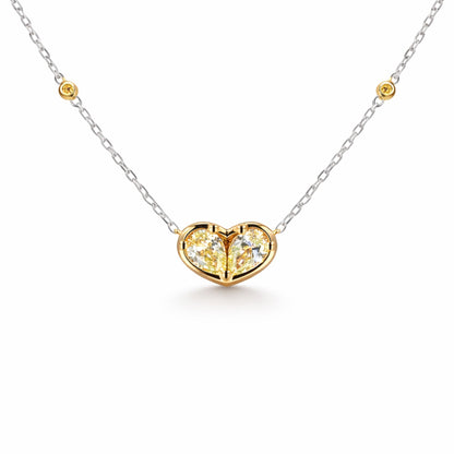 14K 0.80cttw Pear Shape Yellow Diamond 0.03cttw Yellow Diamonds Necklace