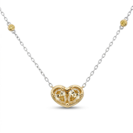 14K 0.80cttw Pear Shape Yellow Diamond 0.03cttw Yellow Diamonds Necklace
