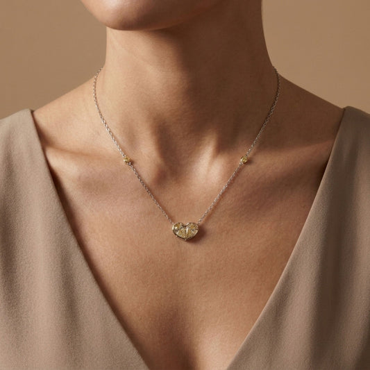14K 0.80cttw Pear Shape Yellow Diamond 0.03cttw Yellow Diamonds Necklace