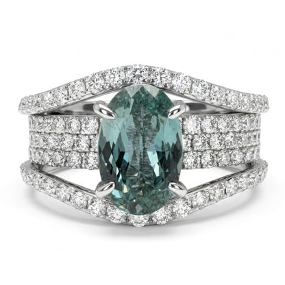 14K 1.28ct Oval Alexandrite 1.05cttw VS White Diamonds Ring