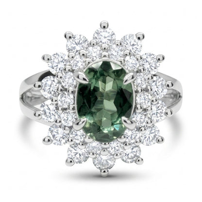 14K 1.17ct Oval Alexandrite 1.02cttw VS White Diamonds Ring