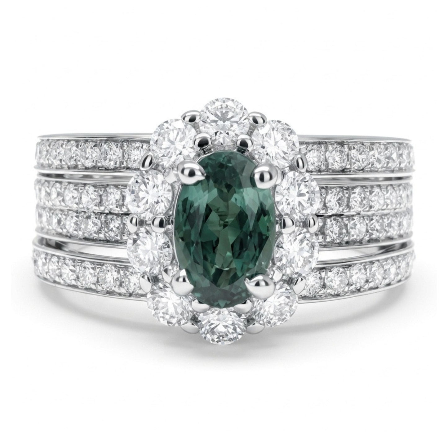 14K 0.51ct Oval Alexandrite 0.82cttw White Diamonds Ring